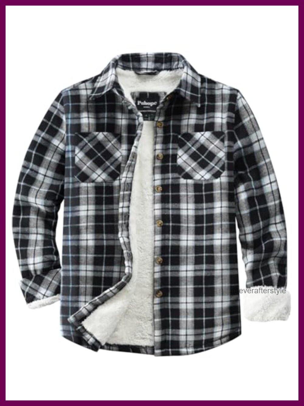 Sherpa Lined Fleece Flannel Plaid Shirt Jacket Button Down